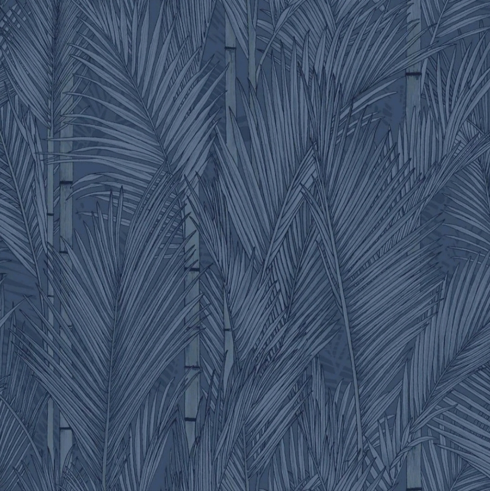 RoomMates Swaying Fronds Peel and Stick Wallpaper Navy: Removable Vinyl
